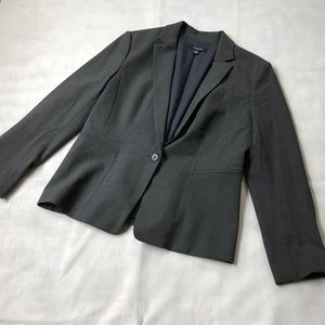 Gray Ann Taylor One-Button Blazer